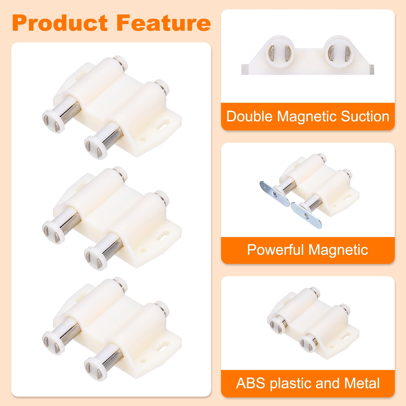 Unique Bargains Push to Open Pressure Touch Release Latches for Cabinets White