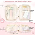 thumbnail image 3 of DAKIMOE Bible Cover Case for Women Bible Bag with Durable Handle Quilted Carrying Book Case Church Bag Bible Study Supplies Accessories Gift for Mother Lady Women, Pink Patched Flower, 3 of 7