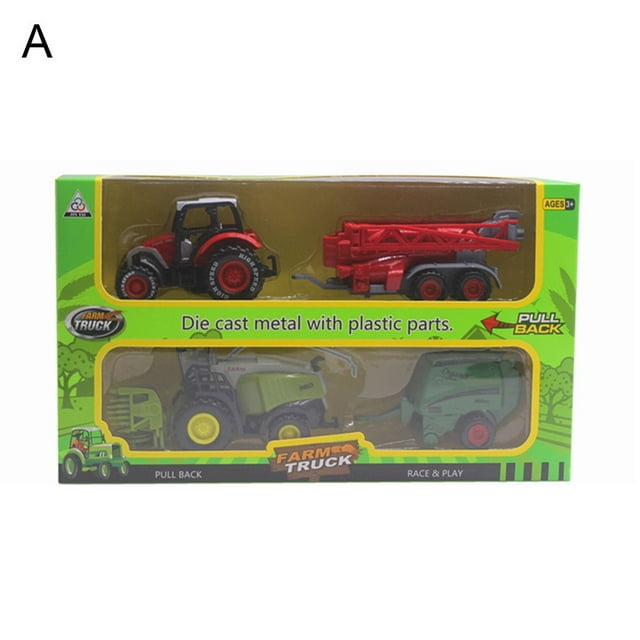 Boc 2Pcs 1/42 Diecast Tractor Harvester Farm Vehicle Car Model Kids Toy Gift