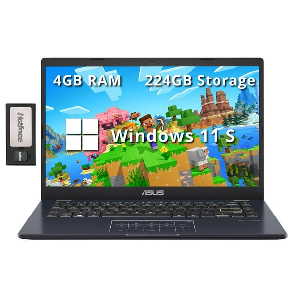 ASUS 14 FHD Laptop, Intel Celeron N4500 Processor, 4GB RAM, 224GB Storage(64GB eMMC+160GB Docking Station Set), Intel Iris Xe Graphics, 720P Camera, Bluetooth, Win 11 S, Quiet Blue