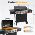 thumbnail image 4 of MASTER COOK 4 Burner Propane Gas Grill with Sear Burner, 56,500 BTU with Side Burner, 549 Sq.in. Cooking Area, Suitable for Outdoor Cooking, 4 of 10