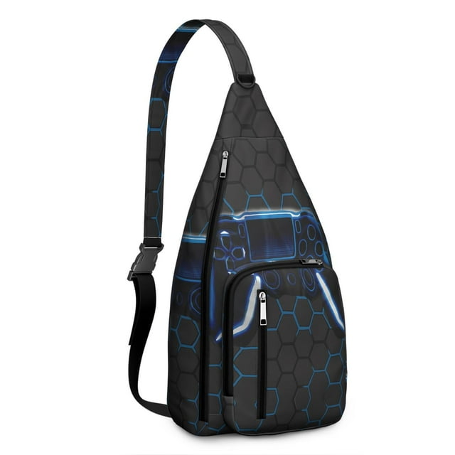 Cyberpunk Gamer Sling Backpack - Retro Console Design with Colorful Graffiti Pattern, Anti-Theft Shoulder Pack for Travel & School