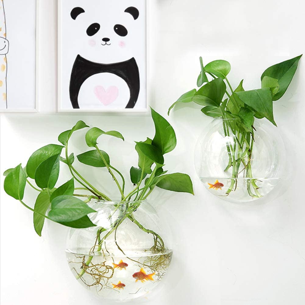 WallHanging Fish Bowl, 2Pcs Acrylic WallMounted Plant Pot Decoration