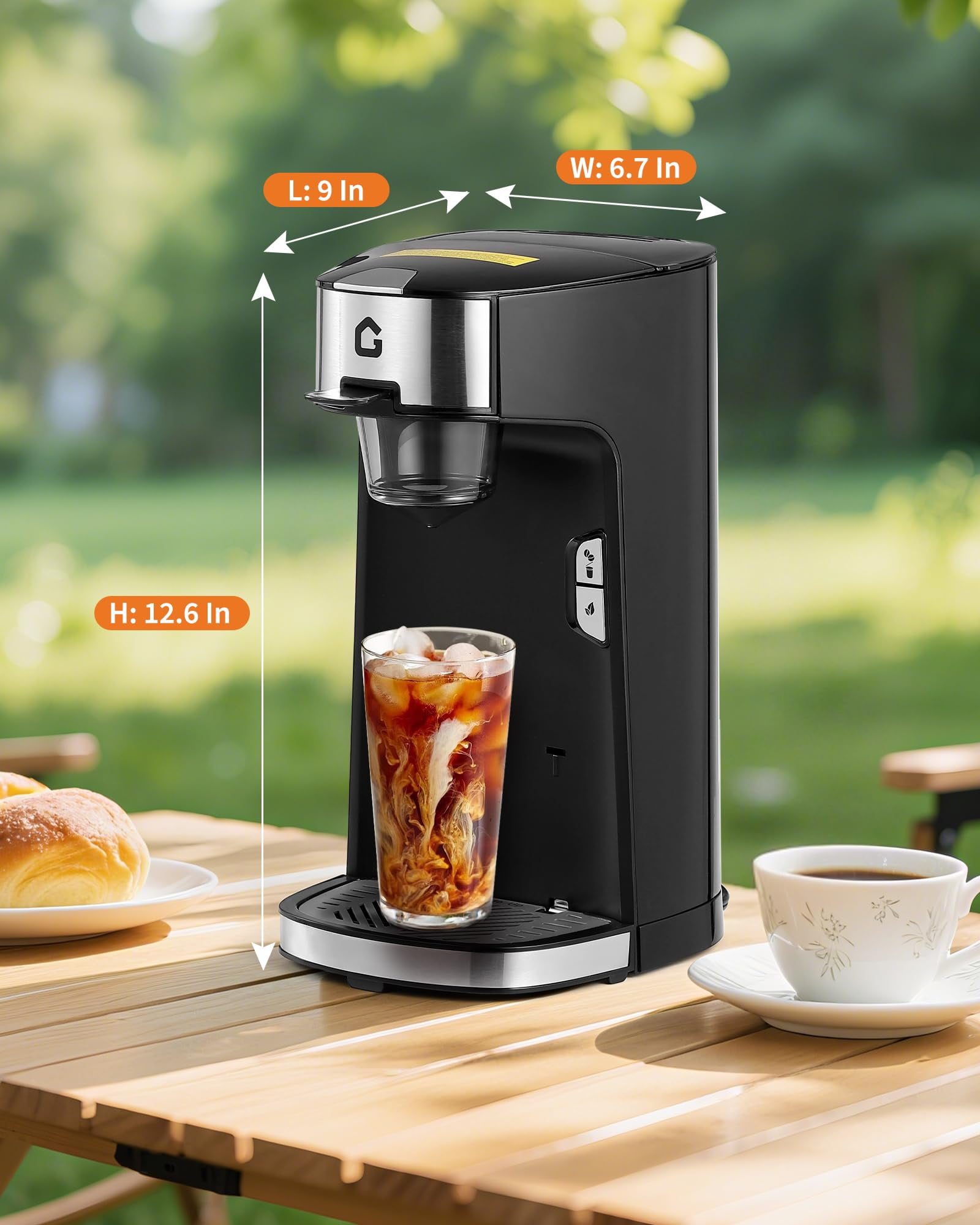 Soonbuy Single Serve Coffee Maker, Small K Pod Machine for Capsule, Ground Coffee & Tea Bag, Hot & Iced Brewer with 18.6oz Water Tank, Adjustable Drip Tray, 2 Brewing Modes