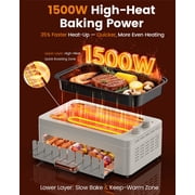 Smokeless Indoor Grill with Removable Pan, Auto Skewers, Hot Dog Roller, Dual Zone & Lid