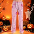 thumbnail image 2 of Domzest Halloween Pajama Pants Women Halloween Graphic Wide Leg Pj Bottoms Drawstring Elastic Waisted Funny Sleepwear Pink XXL, 2 of 6
