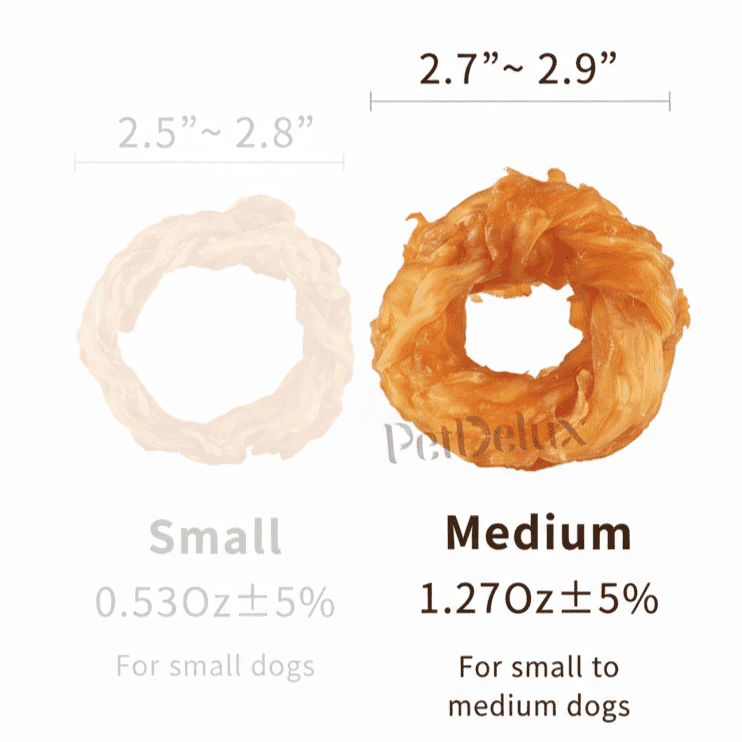 iPaw Turkey Tendon for Dogs, Hypoallergenic, All Natural Human Grade Puppy Chew, Dog Treats for Signature Series, Rawhide Alternative, 20 Units/Box Ring (Medium)