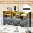 thumbnail image 6 of VECELO Twin Bed Frame with Bookcase Headboard, Metal Platform Bed with LED Light & Charging Station, Storage Bed with Heavy Duty Slats Support, No Box Spring Required, Brown, 6 of 9