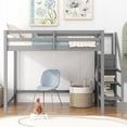 thumbnail image 2 of EUROCO Modern Full Size Loft Bed with Storage Wardrobe and Shelf for Kids Teens, Gray, 2 of 14