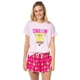 thumbnail image 7 of Nickelodeon SpongeBob SquarePants Women's Chillin' 2-Piece Short-Sleeve Pajama Short Set Sleepwear Loungewear, 7 of 7