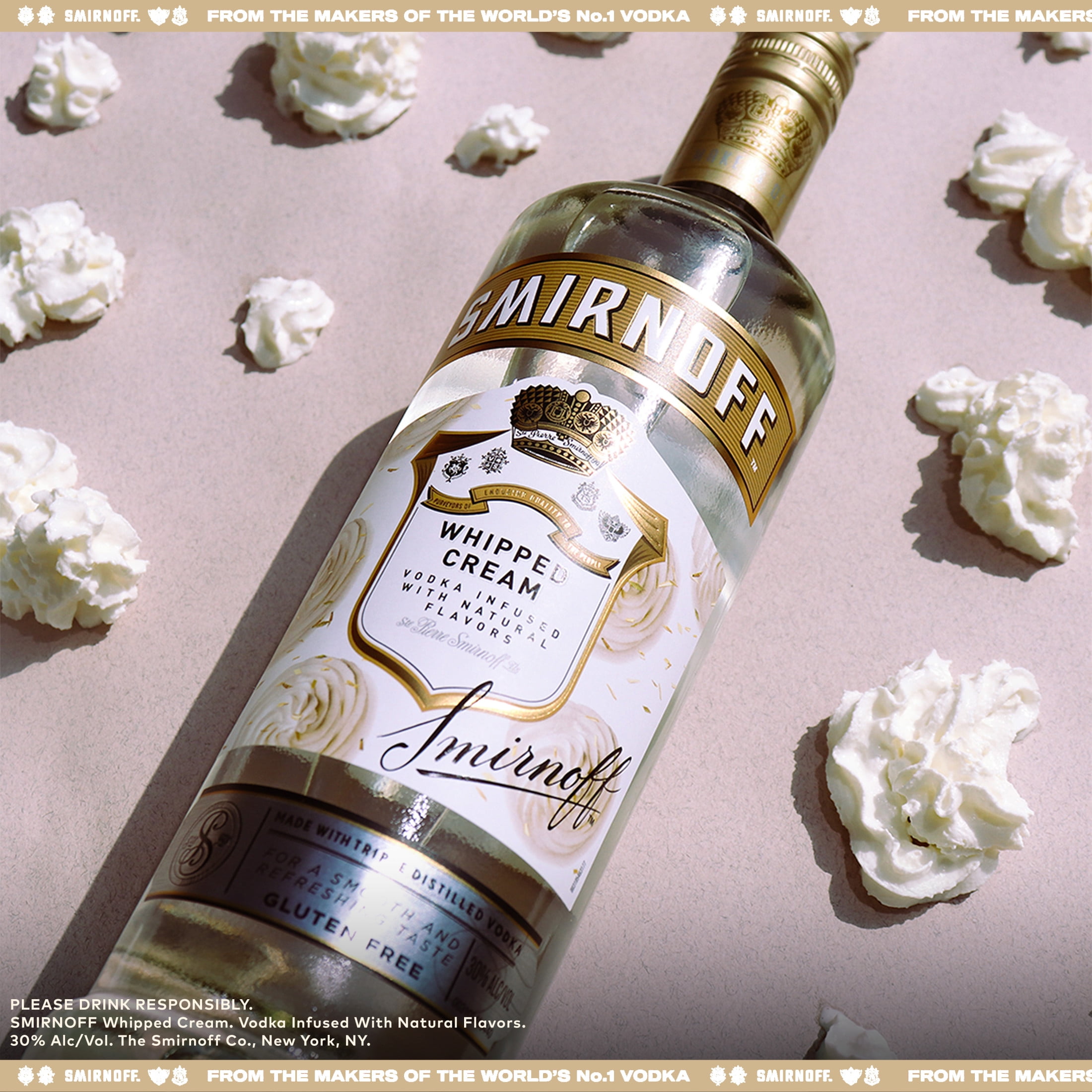 Smirnoff Whipped Cream (Vodka Infused With Natural Flavors), 750 mL, 30% ABV