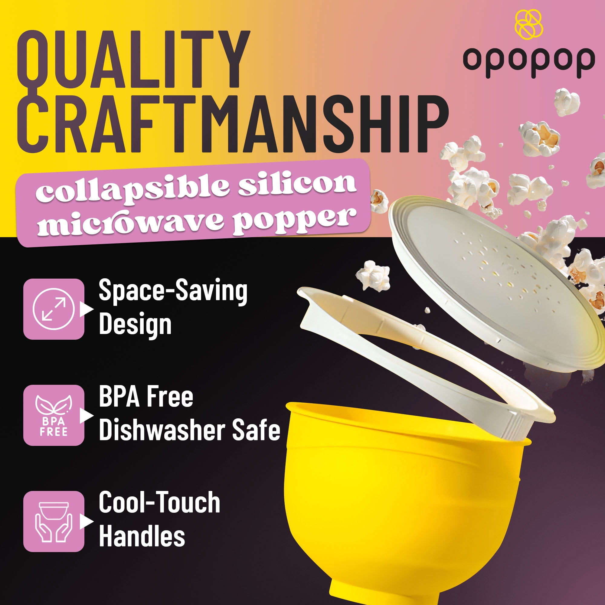 Opopop Microwave Popcorn Variety 4-pack Gourmet Popcorn Kit, Collapsible Silicone Popper, Gluten Free Snacks, BPA Free, Dishwasher Safe, New Flavors