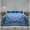 thumbnail image 2 of 5 Piece Luxury U Shape Pattern Comforter By D.N.G. BEDDINGS Set Premium Super Soft, 1000 Thread Count 100% Egyptian Cotton Super King Size Medium Blue Color, 2 of 9