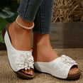 thumbnail image 5 of Miluxas Floral Cutout Women's Leather Soft Insole Arch Support Sandals , Retro Bohemian Wedge Slippers White 7.5(40), 5 of 7