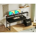 thumbnail image 2 of Computer Desk with 4 Drawers, 55 Inch Office Desk with Printer Shelf & Built-in Power Outlet, Work Desk with Monitor Shelf for Home Small Spaces, Black, 2 of 12