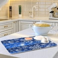 thumbnail image 5 of FREEAMG Christmas Dish Drying Mat Silver Snowflake Blue Xmas Microfiber Absorbent Drying Pad Heat Resistant Kitchen Island Protector Seasonal Gift Party Favors 16"× 18", 5 of 6
