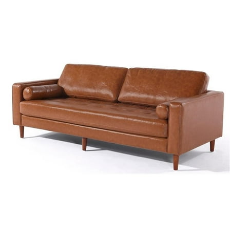 Crafters and Weavers Cosmic Contemporary PU Faux Leather Sofa in Brown