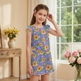 thumbnail image 4 of ZIATUBLES Lavender Yellow Floral Print Girls Jumpsuit Summer Casual Romper Flutter Sleeves One-Piece Playsuit Elastic High Waist Kids Outfit with Pockets for 7-8 Y, 4 of 6