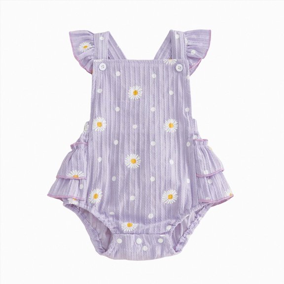 mgoYE Baby Girl Summer Clothes Newborn Outfit Ruffled Romper Infant Baby Dress Solid Cute Outfits Girls(Purple,6-12 Months)