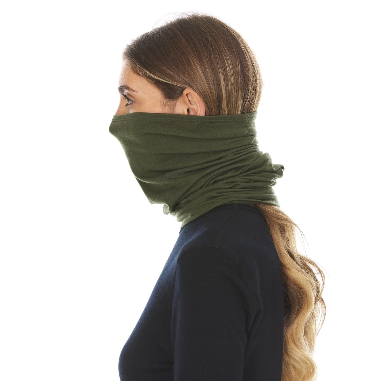 Woolverino - Merino Wool Microweight Multiclava - Multifunctional Headwear- UV Protection - Hiking Neck Gaiter - Hunting Balaclava - Olive Drab