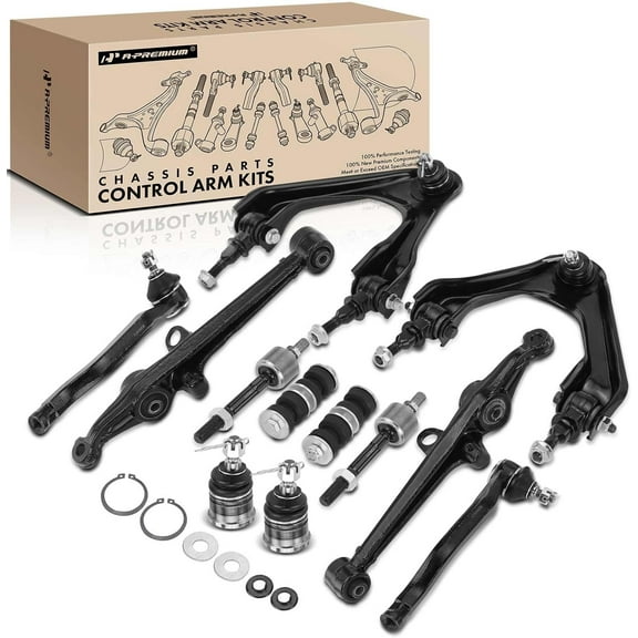 A-Premium 12Pcs Front Suspension Kit Upper Lower Control Arm and Ball Joint Tie Rod End Sway Bar Link Kit Compatible with Honda Accord 1994-1997 & Acura CL 1997-1999