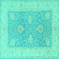 thumbnail image 1 of Ahgly Company Machine Washable Indoor Square Oriental Turquoise Blue Traditional Area Rugs, 8' Square, 1 of 4