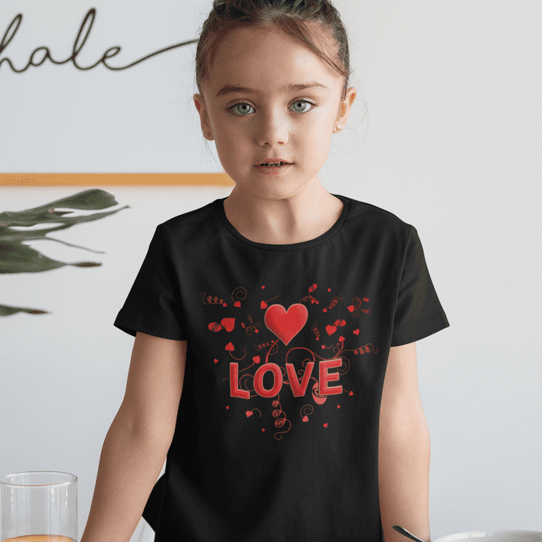 Little girl deals valentine shirts