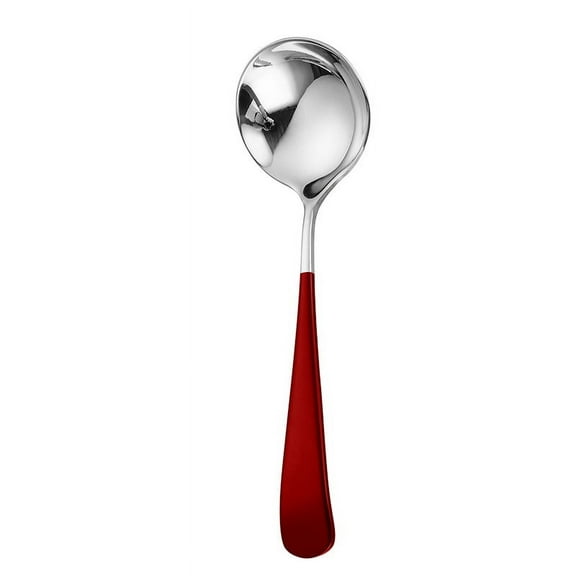 Nvzi Soup Spoons 4Pcs Premium Stainless Steel Dinner Spoons Heavy-Weight Durable Spoons-Silvery Red