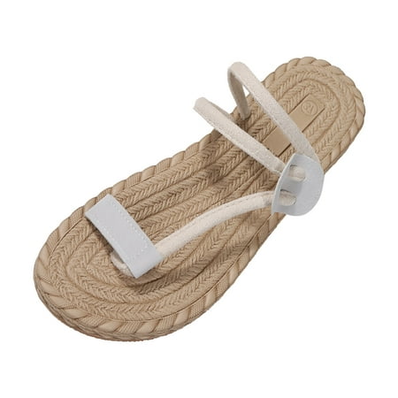

Leisure Roman Style Flock Weave Women s Solid Color Summer Two Ways Non Slip Slip On Flat Beach Open Toe Breathable Sandals Shoes Slippers Flock