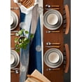 thumbnail image 2 of Multicolored Blue Table Runner-Cotton Linen- 60 Inch Holiday Dresser Scarves, White Geometric Abstract Ocean Seawave Tablerunner for Kitchen Coffee/Dining Bedroom Living Room Dinner Scarf Décor 13x60, 2 of 9