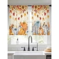 thumbnail image 2 of Orange Grey Fall Sheer Curtains 54 Inch Length 2 Panels Set for Living Room/Bedroom, Thanksgiving Maple Leaf Pumpkins Semi Curtain Sheers Drapes Rod Pocket Curtains Window Treatment Set 52''x54''x2, 2 of 7