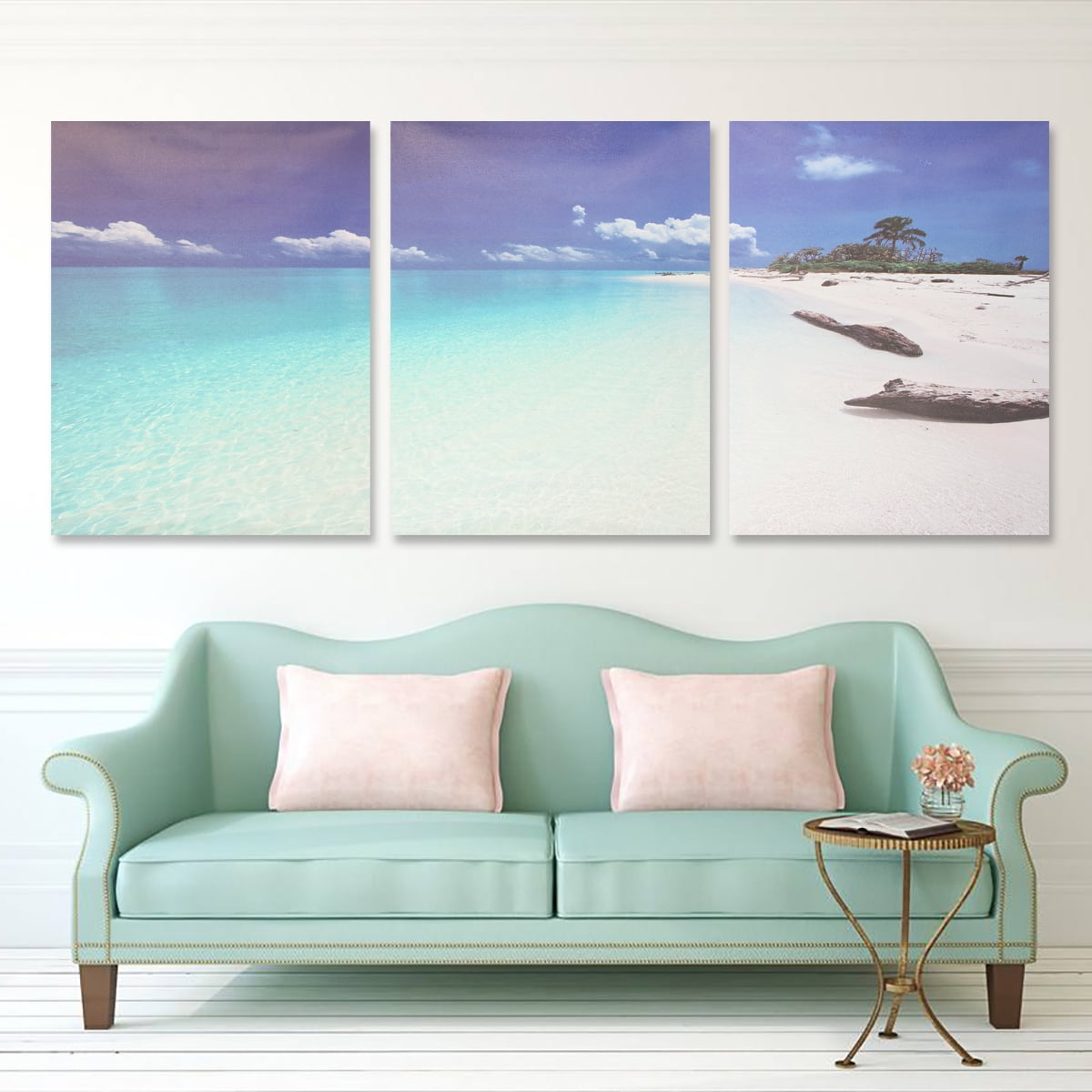 3 Piece Canvas Wall Art Modern Abstract Ocean Beach Poster Art Painting Picture Home Office