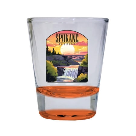 Spokane Washington Design A Souvenir 2 oz Round Shot Glass Orange
