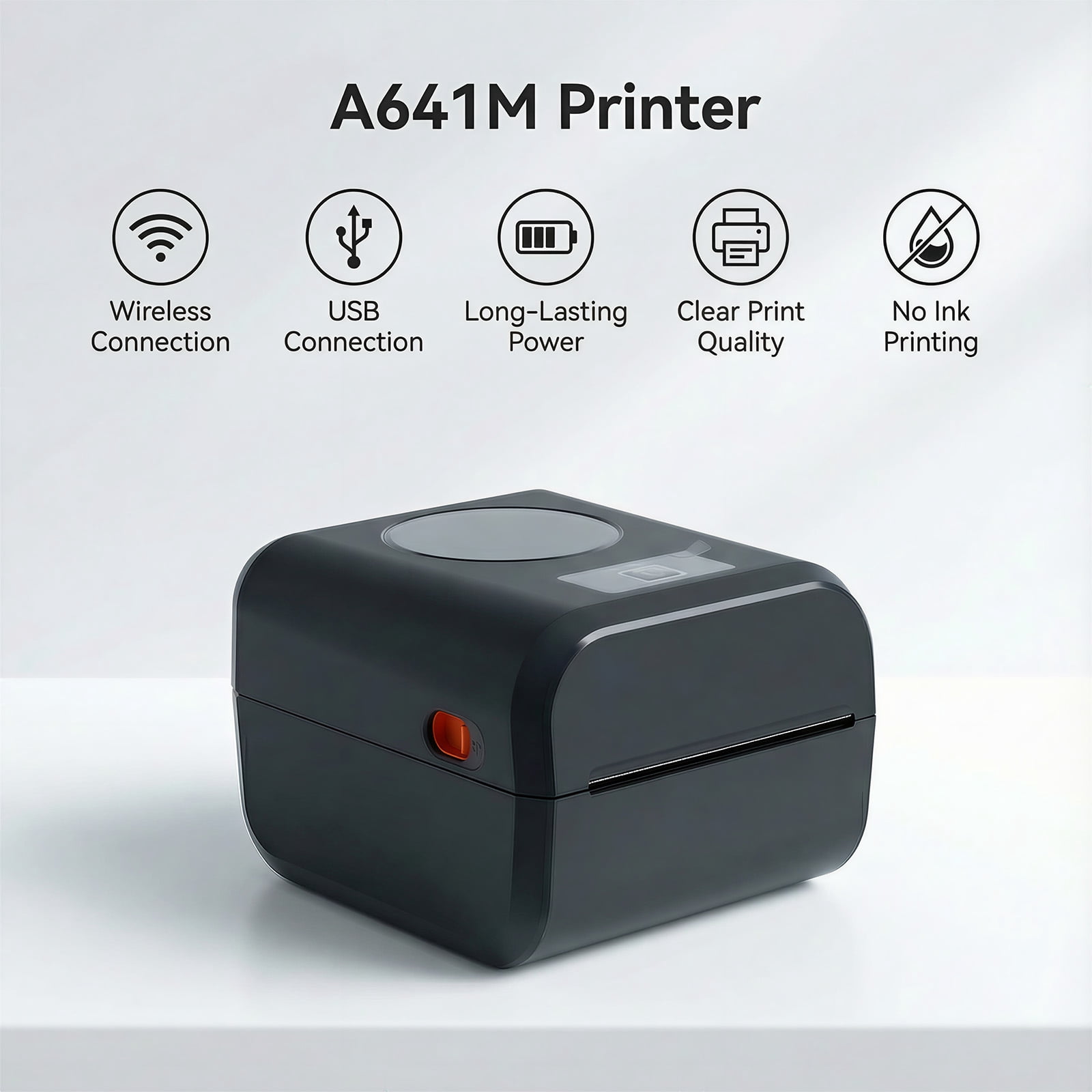 Upgraded Bluetooth Shipping Label Printer 4x6, A641M Thermal Label Printer with Built-in Paper Bin, Thermal Printers for Small Business & Shipping Packages, Compatible with Android,Windows