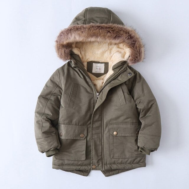 AAMILIFE Boy's Thick Cotton Padded Parka Jacket Hooded Fleece Coat