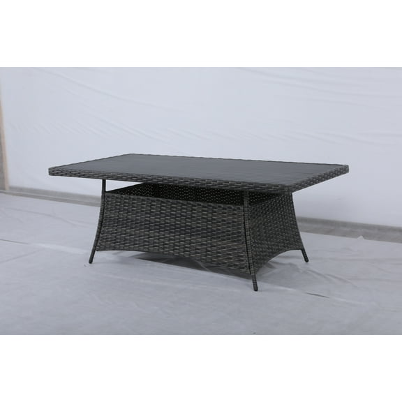 Bora Bora Two-Tone Wicker Rattan Dining Table with Glass Top