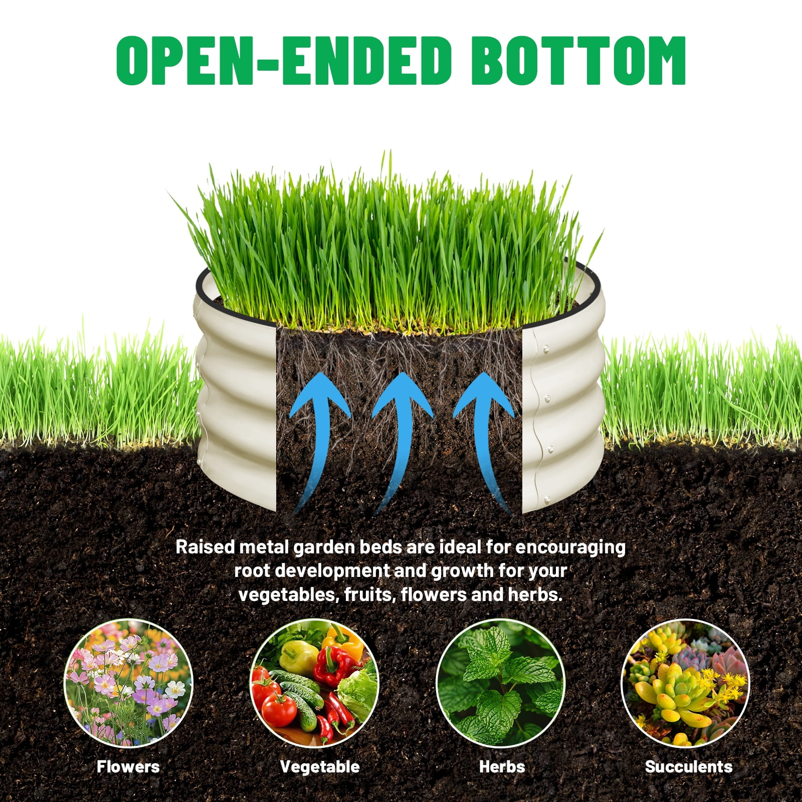 SnugNiture Galvanized 2x2x1 ft Outdoor Raised Garden Bed Kit (3-pack) – Metal Planter Box for Vegetables, Herbs, and Plants, White