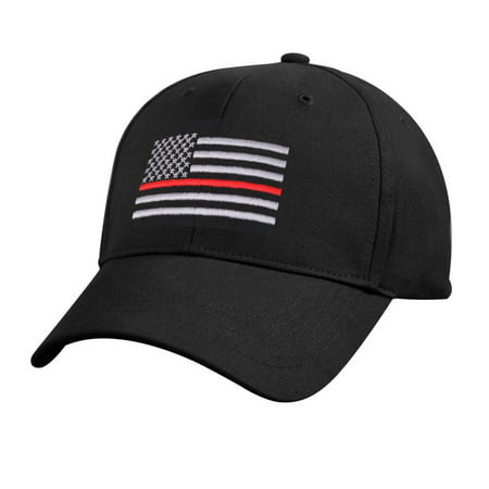 Rothco Thin Red Line Flag Low Profile Cap, Firefighters, First Responders, Black