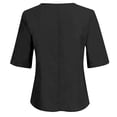 thumbnail image 5 of Tweang Embroidered Tops for Women Linen-cotton Pleated Tunic Shirt 3/4 Roll Up V Neck Sleeve Cotton Linen Shirts Floral Gauze Tunics Side Slit Tops for Women 3/4 Sleeve 3/4 Sleeve Boho Black L, 5 of 5