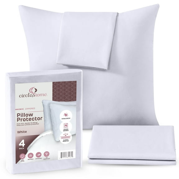 CIRCLESHOME Throw Pillow Protectors - 100% Cotton Breathable Pillowcases - 22 X 22 Square Pillowcases - Protects Pillows from Dirt, Dust and Debris (Square Pillow Protectors - 2 Pack- 22x22)