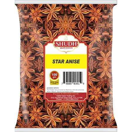 Shudh Star Anise Seeds 100 gm(3.5oz), Whole Chinese Star Anise Pods, Sun Dried Anise Star Spice, Anis Estrella/Badian Khatai/Illicium Verum, Widely Used for Baking, Cooking, and Tea