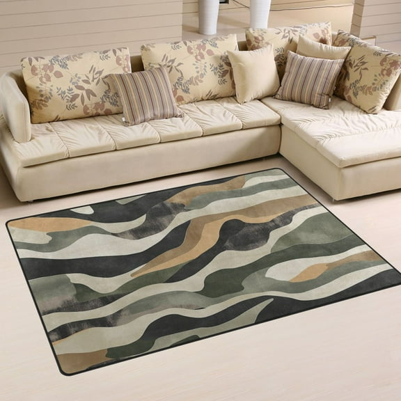Non-Slip Area Rug 31"x20" Indoor Washable Floor Mats Carpet Printed for Living Room, Bedroom, Home Decor Camouflage Pattern