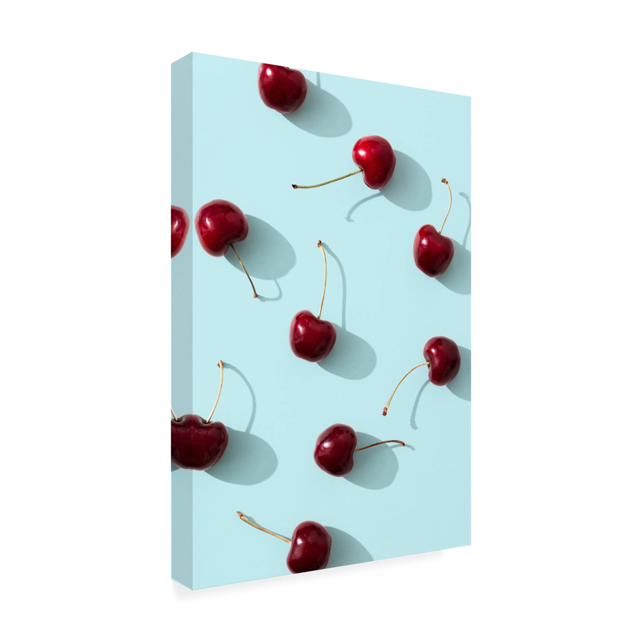 Trademark Fine Art Pictufy Studio Cherries On Turquoise Background Canvas Wall Art