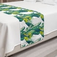 thumbnail image 2 of Tropical Bed Runner, Repetitive Banana Tree Leaves Exotic Fruits Summer Print, Decorative Accent Bedding Scarf for Hotels Homes and Guestrooms, Queen, Yellow Pale Petrol Blue, by Ambesonne, 2 of 2