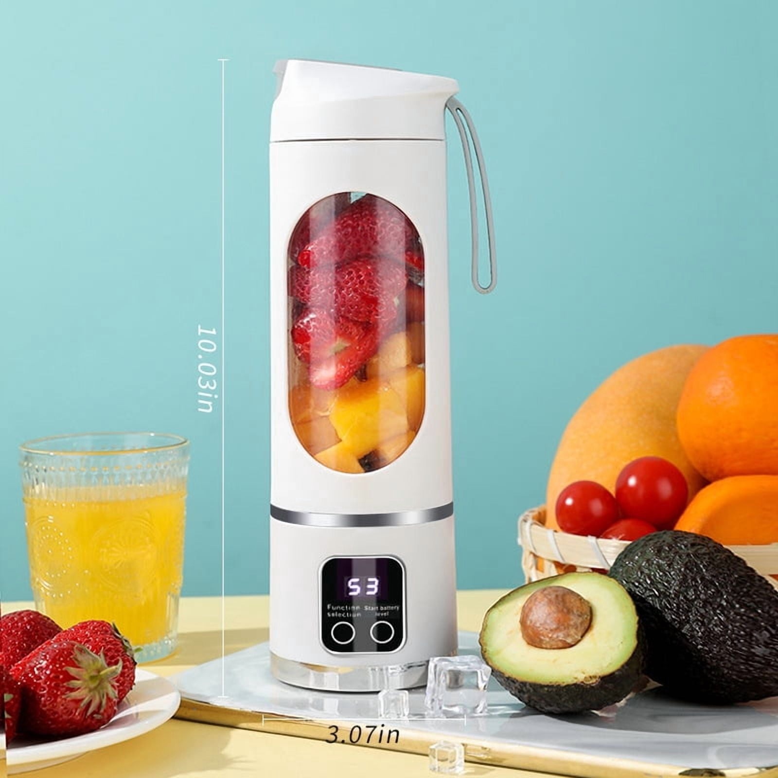 Portable 16oz Wireless Juicer, Digital Blender Cup for Smoothies (7.4V)