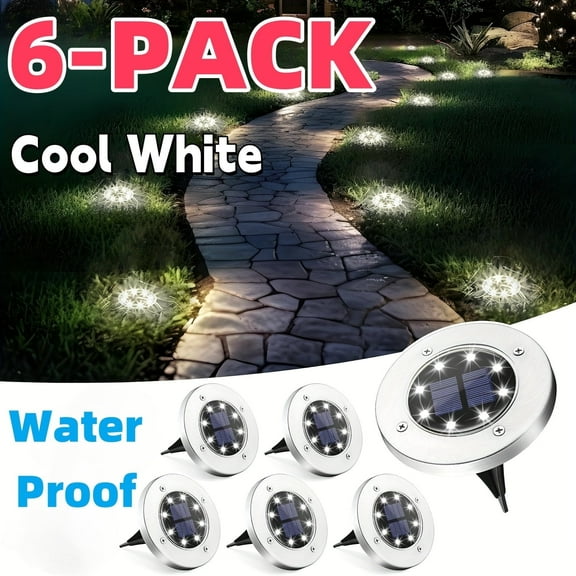 6 Pack Solar Ground Lights, IP65 Waterproof Outdoor Lights Solar Powered, Solar Pathway Lights for Garden Yard Patio Driveway Walkway