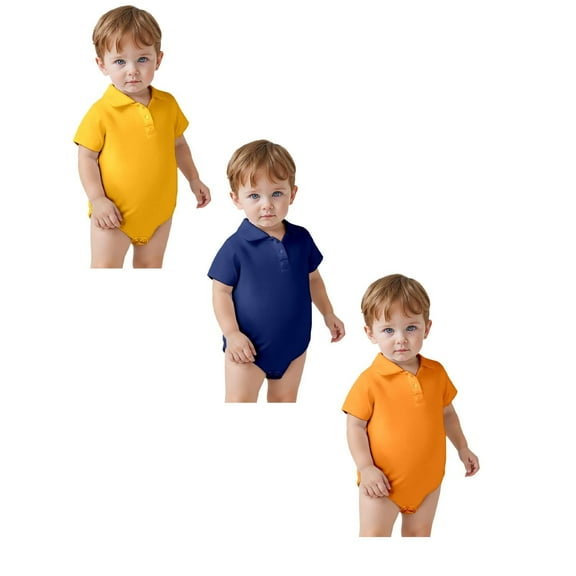 3-Pack Baby Boy Clothes Baby Boys Gentleman Clothes Comfortable Polo Backed Onesie Pajamas Baby Boy Clothes 6 Months