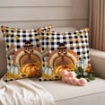 thumbnail image 2 of Thanksgiving Outdoor Waterproof Pillow Covers, Fall Turkey Pumpkin Maple Leaf Black Plaid Decorative Square Throw Pillowcase Sofa Cushion Sham for Patio/Couch/Chair, 26"x26" 2 Pack, 2 of 8