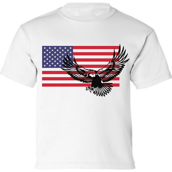 Patriotic Eagle Shirt - Kids Youth USA Tee - American Flag 4th of July