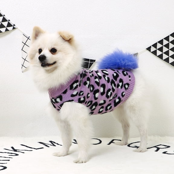 Dogs Pullover Knitted Pet Sweater Fashion Leopard Print Dot Cats Waistcoat Sleeveless Warm Bomei Clothing Chihuahua Bulldog Vest